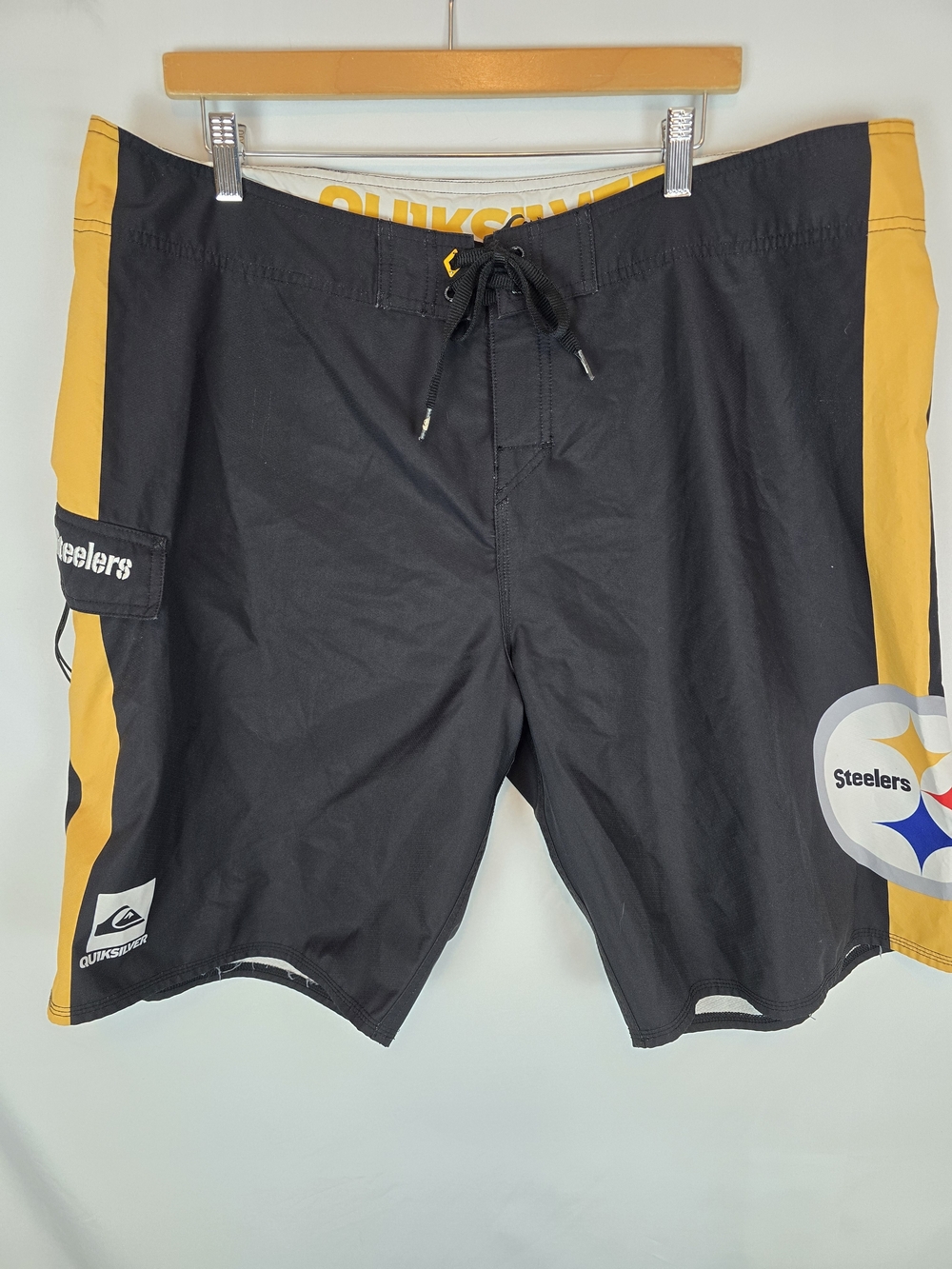 Quiksilver Black and Yellow Steelers Swim Trunks